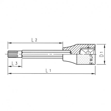 Головка 1/2" с тройным квадратом ХZN, короткое исполнение