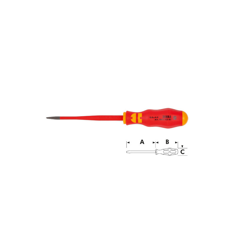 ОТВЕРТКА-VDE-SL-SLIM-0,8X4-100ММ-ZEBRA