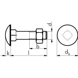 БОЛТ-П/КРУГ-КВАД/ПОД-DIN603-ГАЙКА-4.8-(A2K)-M6X20