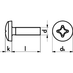 ВИНТ-СКРУГЛ-DIN7985-4.8-H1-(A2K)-M3X14