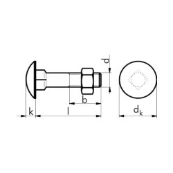 БОЛТ-6ГР-ГАЙКА-DIN601-4.8-WS19-(A2K)-M12X45