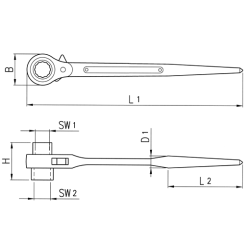 Ключ коликовый монтажный с трещоткой (WS19-22)