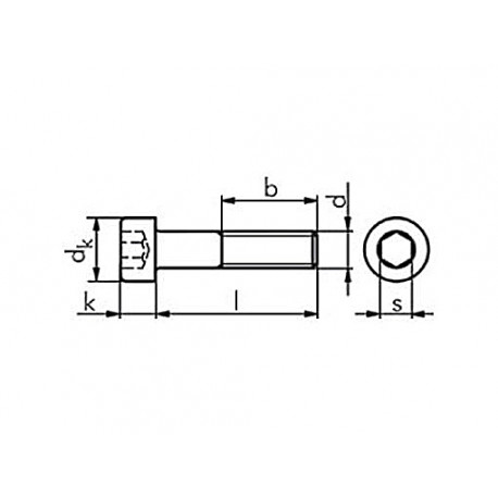 Винт ISO 4762/DIN 912, сталь без покрытия, класс прочности 12.9