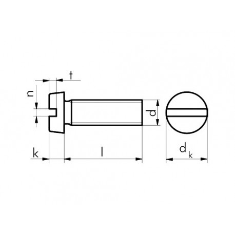 Винт DIN 84/ISO 1207, сталь оцинкованная А2К, класс прочности 4.8