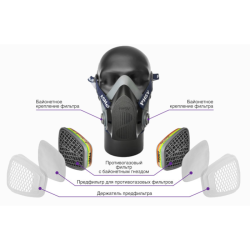 Многоразовая полумаска, серия 9200, из термостойкого ABS пластика и силикона, размер S