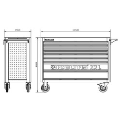 Тележка инструментальная (верстак) серии XXL без инструментов, деревянная столешница, 7 выдвижных ящ