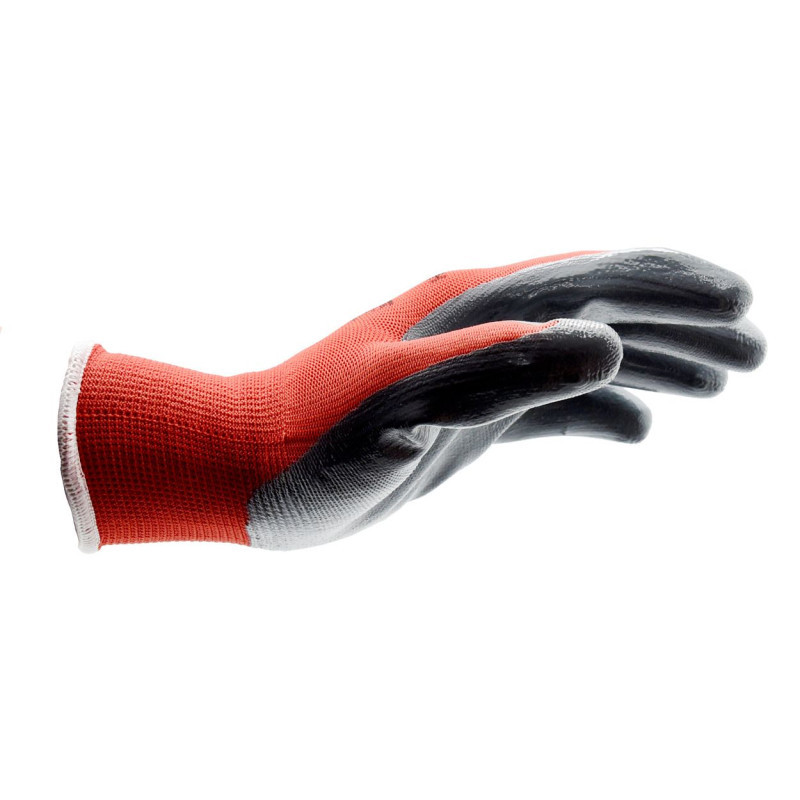 ПЕРЧАТКИ-RED NITRILE-КРАСН/СЕР-Р11