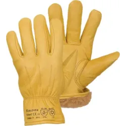 Перчатки кожаные ч/з SOBAT утеплённые (иск. мех) р.10