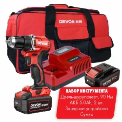 DEVON набор инструмента № 1 - 5203-Li-20 - 1 / 5150-Li-20-50 -2/  5339-Li-20F - 1/ Soft bag D-B31-1G - 1/