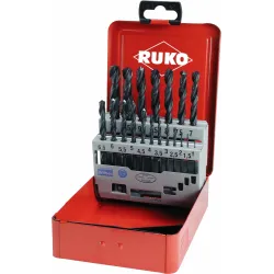 Набор сверл спиральных HSS-R D(1-10мм), HSS-RDIN338, 19шт, Ruko 205212