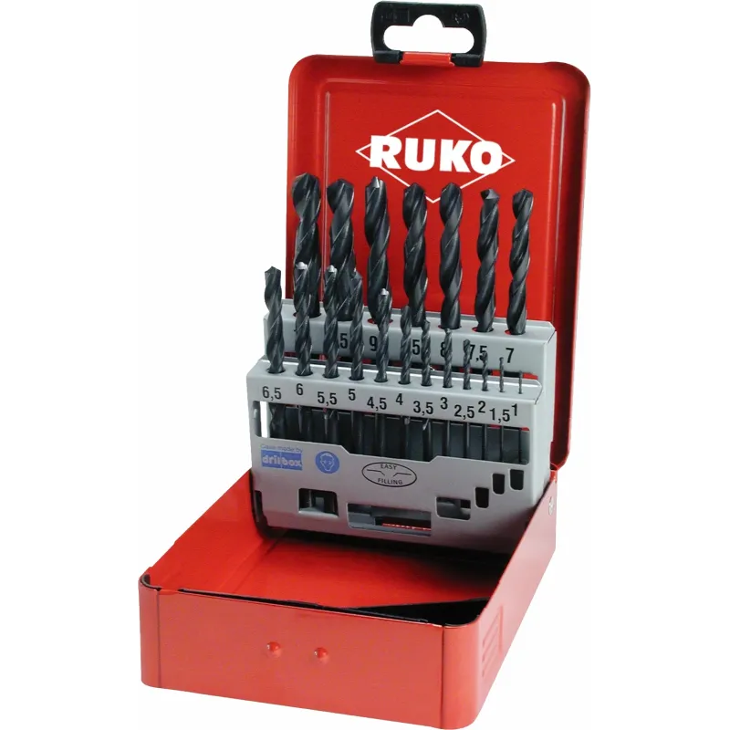 Набор сверл спиральных HSS-R D(1-10мм), HSS-RDIN338, 19шт, Ruko 205212