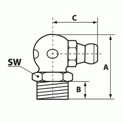 Пресс масленка угловая 90° DIN71412 C H3 (цинк) SW9 6гран, M8х1