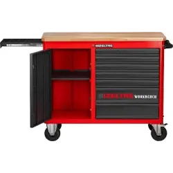 Тележка инструментальная (верстак) серии WORKBENCH без инструментов, деревянная столешница, 7 выдвижных ящиков, отделение с расп