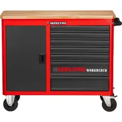 Тележка инструментальная (верстак) серии WORKBENCH без инструментов, деревянная столешница, 7 выдвижных ящиков, отделение с расп